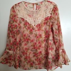 LC Disney floral lace blouse